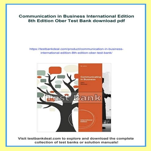 Communication in Business International Edition 8th Edition Ober Test Bank