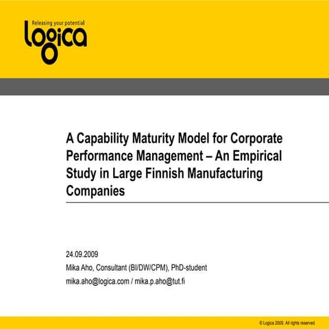 A Capability Maturity Model for Corporate Performance Management, an Empirica...
