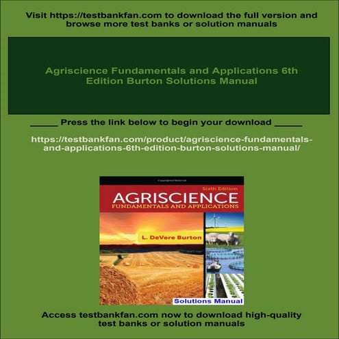 Agriscience Fundamentals and Applications 6th Edition Burton Solutions Manual