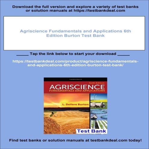 Agriscience Fundamentals and Applications 6th Edition Burton Test Bank