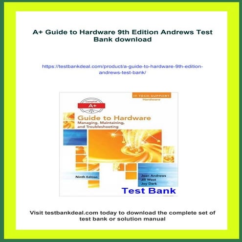 A+ Guide to Hardware 9th Edition Andrews Test Bank