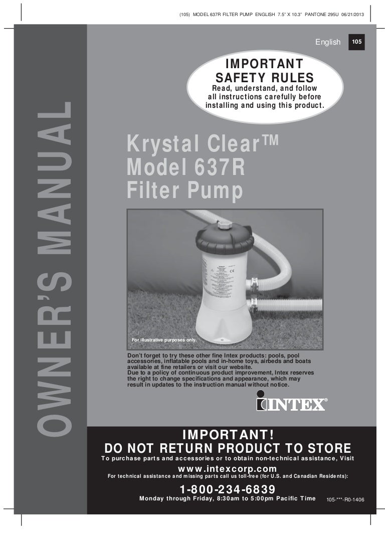 INTEX KRYSTAL CLEAR Filter Pump Model 637R EUR 82,19 FR