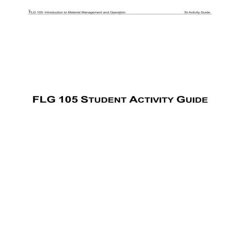 Sample Student Activity Guide