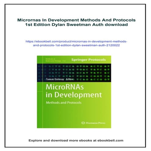 Micrornas In Development Methods And Protocols 1st Edition Dylan Sweetman Auth