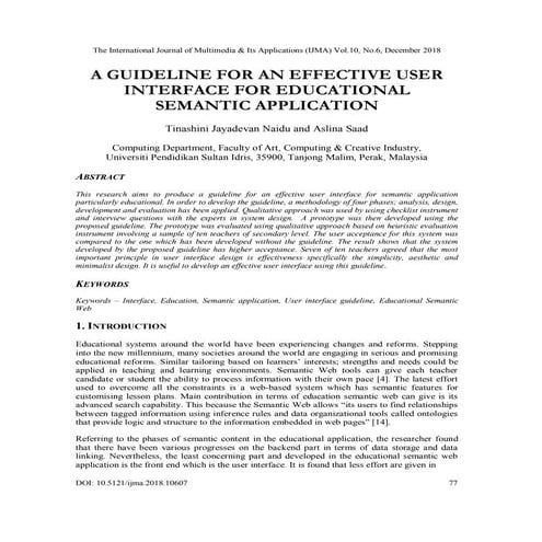 A GUIDELINE FOR AN EFFECTIVE USER INTERFACE FOR EDUCATIONAL SEMANTIC APPLICATION