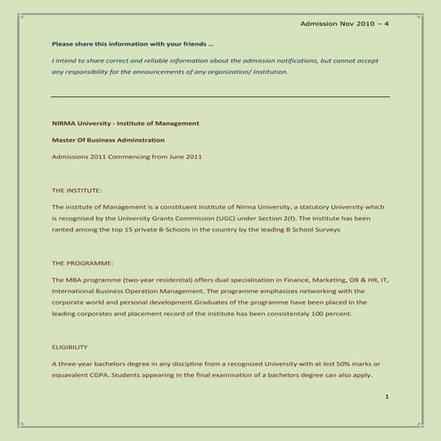 Admission Nov 2010 - 4