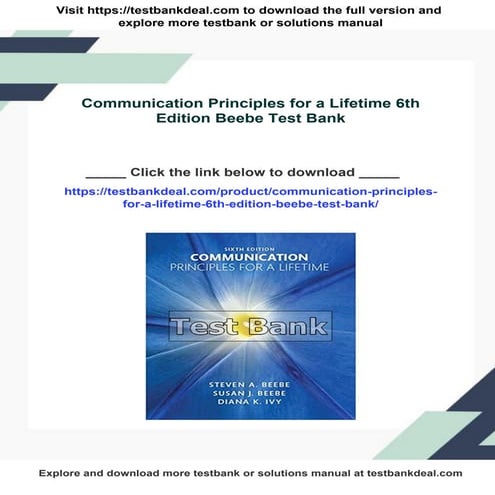 Communication Principles for a Lifetime 6th Edition Beebe Test Bank | PDF