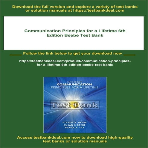 Communication Principles for a Lifetime 6th Edition Beebe Test Bank | PDF