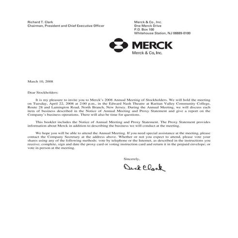 merck Proxy Statements2008