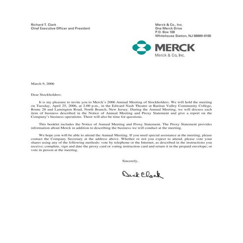 merck Proxy Statements2006