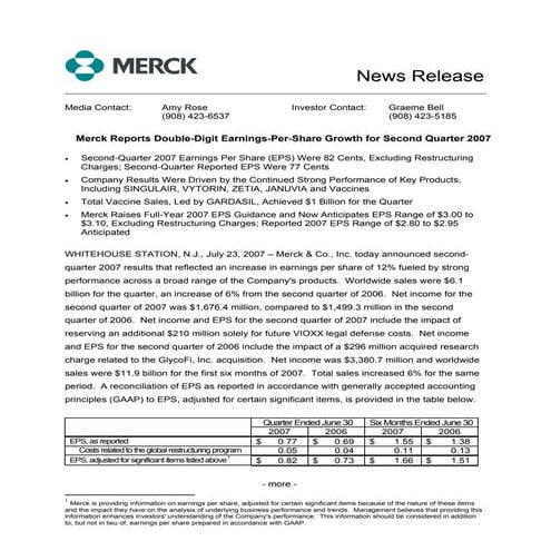 merck 4Q06 Earnings Release ( | PDF