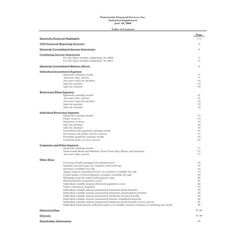 nationwide 2Q08 Statistical Supplement