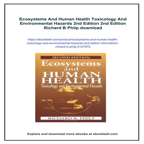 Ecosystems And Human Health Toxicology And Environmental Hazards 2nd ...
