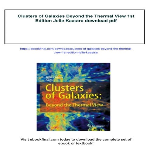 Clusters of Galaxies Beyond the Thermal View 1st Edition Jelle Kaastra