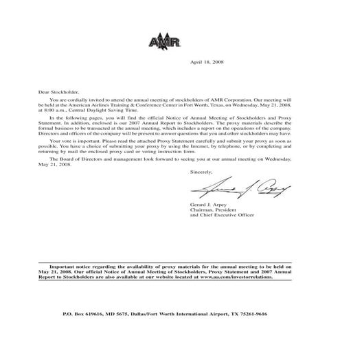 AMR 	2008 Proxy Statement