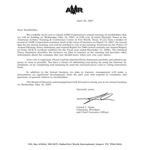 AMR 	2007 Proxy Statement
