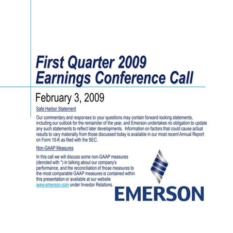 emerson electricl Q1 2009 Earnings Presentation