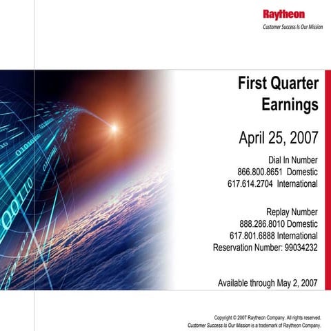 Raytheon Reports 2007 First Quarter Results