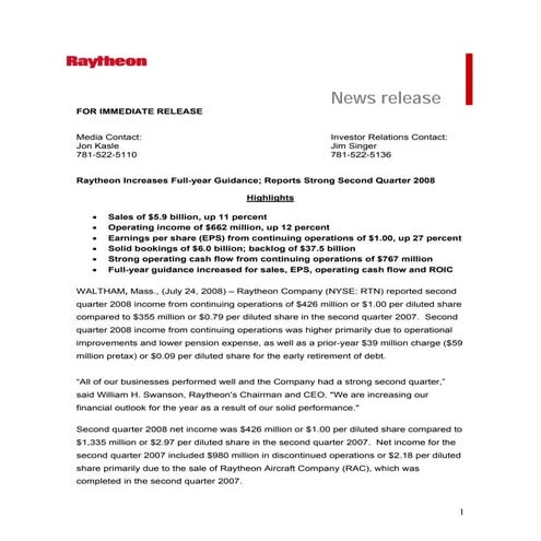 raytheon Q4 Earnings Presentation