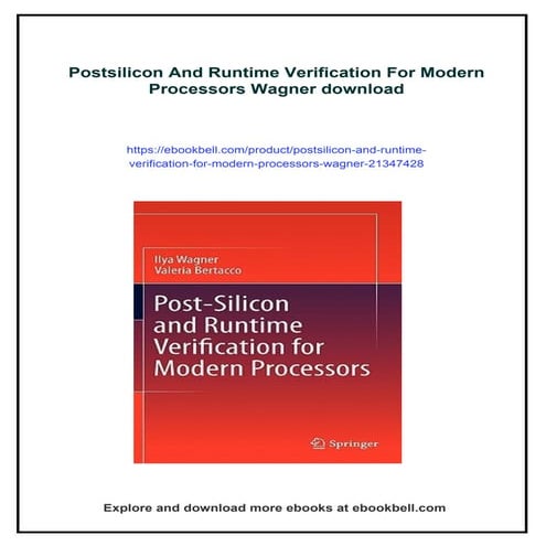 Postsilicon And Runtime Verification For Modern Processors Wagner