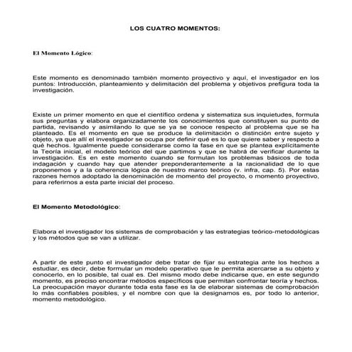 Los cuatro momentos  de la investigación
