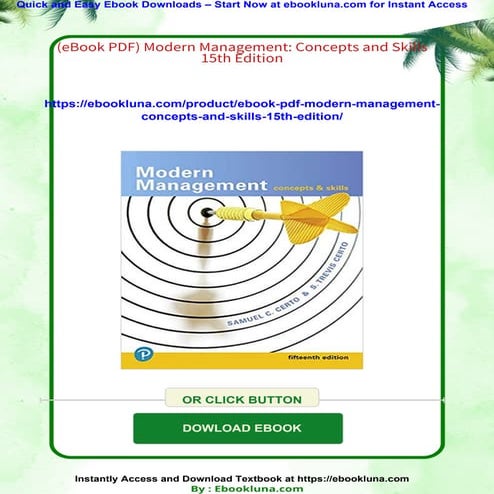 (eBook PDF) Modern Management: Concepts and Skills 15th Edition