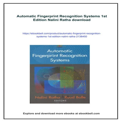 Automatic Fingerprint Recognition Systems 1st Edition Nalini Ratha