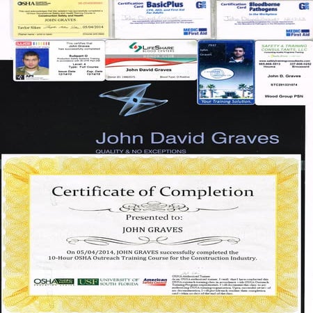 CERTIFICATIONS FRONT