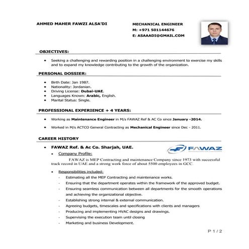 MECHANICAL ENGINEERING CV PDF visual data 6