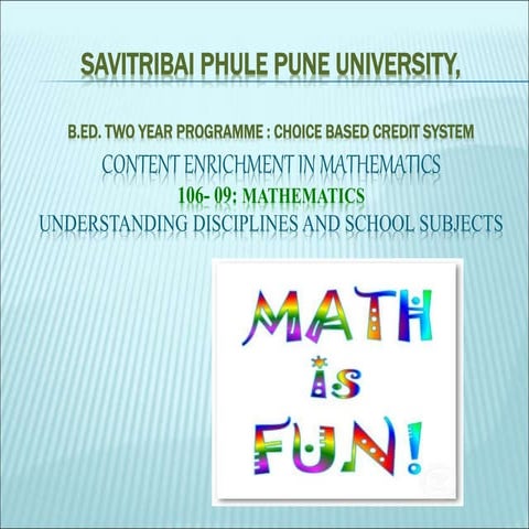B.Ed.106 Mathematics content.ppt