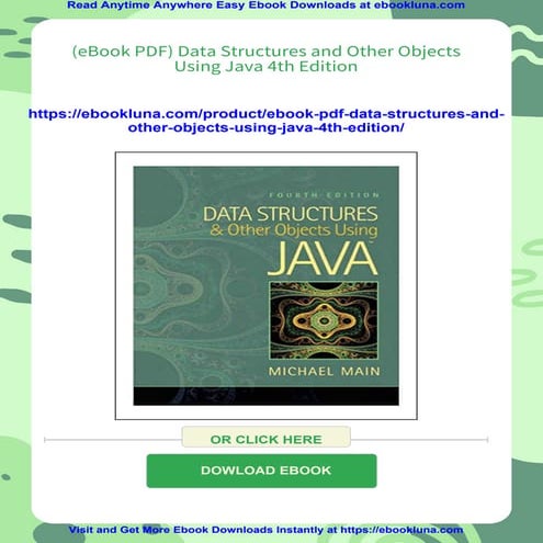 (eBook PDF) Data Structures and Other Objects Using Java 4th Edition | PDF