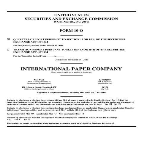 international paper Q1 2006 10-Q