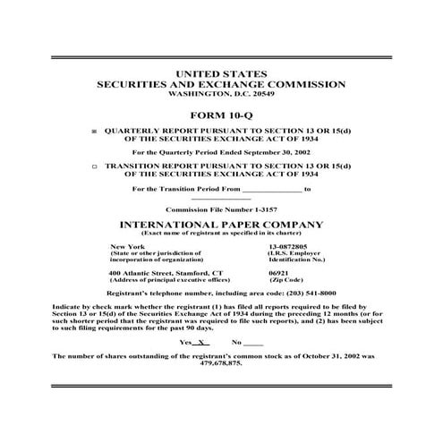 international paper Q3 2002 10-Q