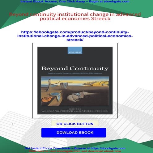 Beyond continuity institutional change in advanced political economies Streeck
