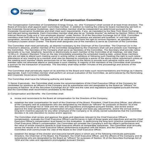 Constellation Energy Charter Of Compensation Committee