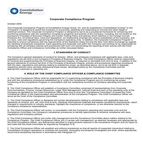 constellation energy Corporate Compliance Program