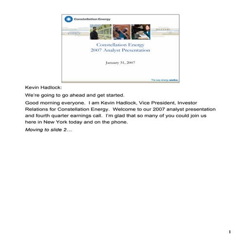 constellation energy Q4 2006 Earnings Presentation 2006 Fourth Quarter