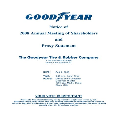 goodyear Proxy Statement 2008