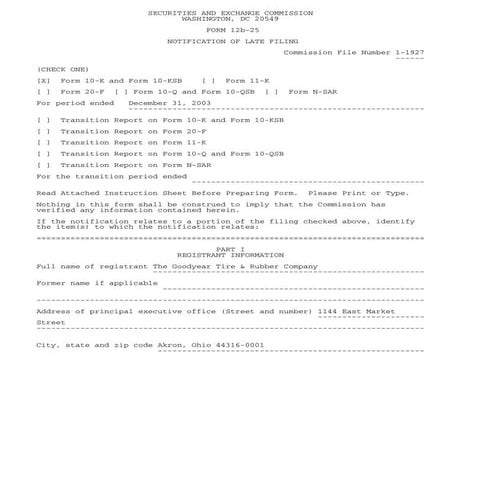 goodyear 10Q Reports12B-25  - 