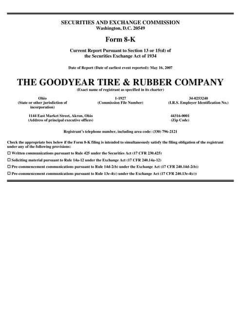 goodyear 8K Reports 05/22/07