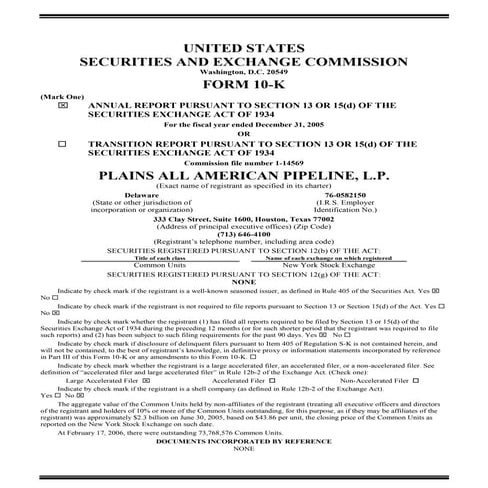 plains all american pipeline  Table of Contents and Forward Looking Statement...