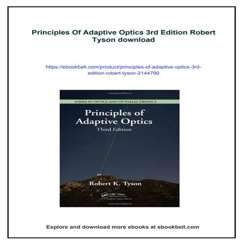 Principles Of Adaptive Optics 3rd Edition Robert Tyson | PDF