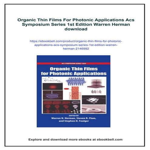 Organic Thin Films For Photonic Applications Acs Symposium Series 1st ...