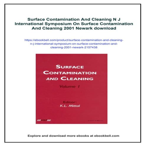 Surface Contamination And Cleaning N J International Symposium On Surface Con...