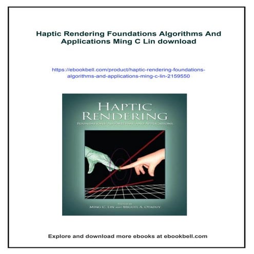 Haptic Rendering Foundations Algorithms And Applications Ming C Lin