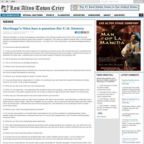 Los Altos Town Crier Article