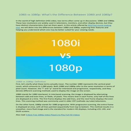 What Is Difference Between 1080p And 1080i 1080i vs 1080p What's the Difference Between 1080i and 1080p.docx