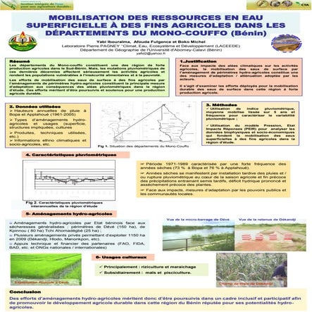 Mobilisation des ressources en eau superficielle a des fins agricoles dans les departements du mono-couffo- Yabi Ibouraïma ;  Afouda Fulgence ; Boko Michel, Université d’Abomey-Calavi, Bénin