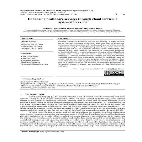 Enhancing healthcare services through cloud service: a systematic review