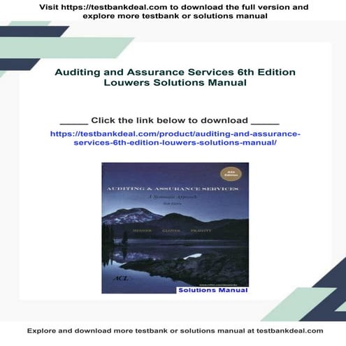 Auditing and Assurance Services 6th Edition Louwers Solutions Manual